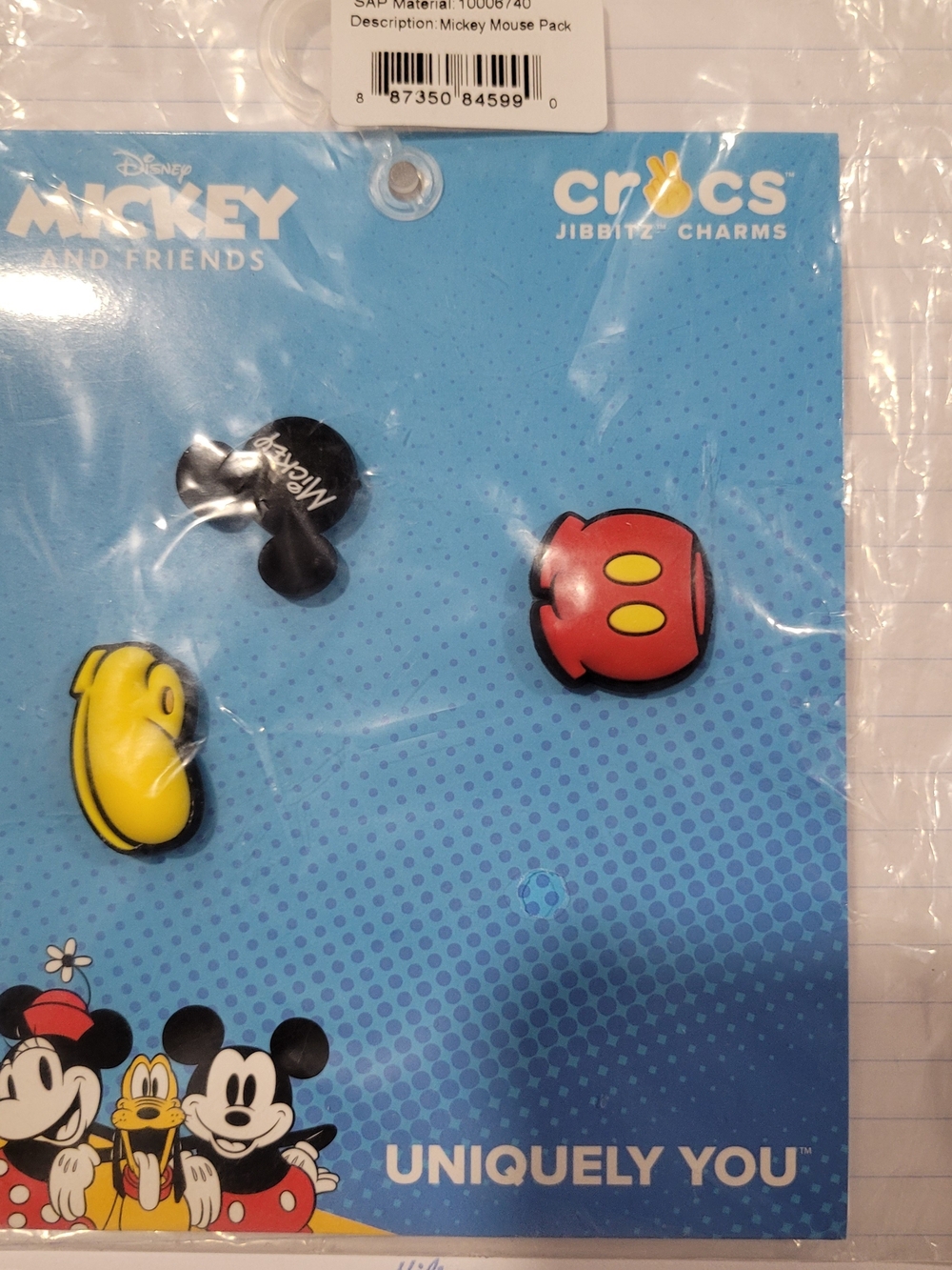 Disney Mickey Mouse Crocs Jibbitz Charm Set - Red, Yellow, Black
